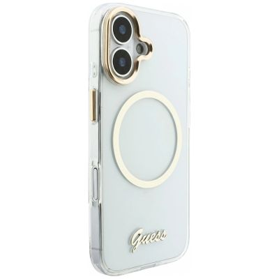 4. Guess IML Script Metal MagSafe Hülle für iPhone 17 - Transparent