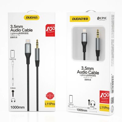 5. Dudao Audiokabel Lightning - Miniklinke 3,5 mm 1 m grau (L11PRO)