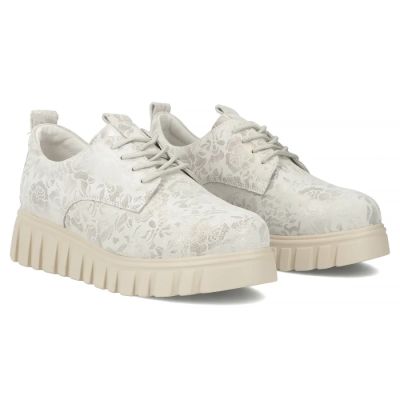 5. Filippo Silberne Plateau-Schuhe aus Leder mit Blumenmuster DP6846