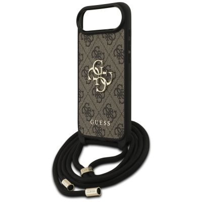 5. Guess 4G Big Logo Cord Stap Crossbody Case für iPhone 17 Air - Braun