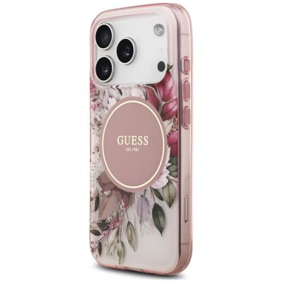 2. Guess IML Flower & Tonal Circle MagSafe Hülle für iPhone 18 Pro Max / 17 Pro Max – Rosa