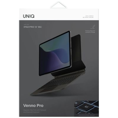 7. Uniq Venno Pro Magnetische Smart-Hülle mit Tastatur für iPad Air 13" 2024/2025 / iPad Pro 13" 2024 – Schwarz