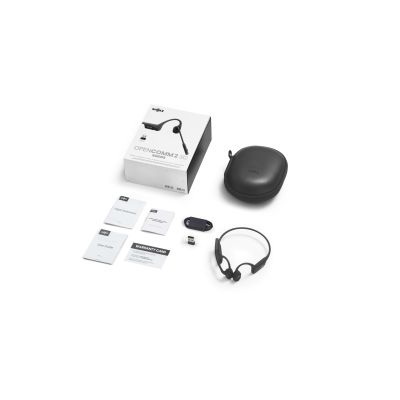 7. Shokz OpenComm2 USB-C Kabellose Knochenleitungskopfhörer + USB-A-Adapter Schwarz