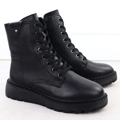 3. Damen-Lederstiefeletten mit schwarzer Plateausohle Rieker 70408-00