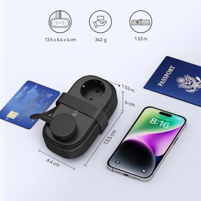 2. Orico APP 15,5W 5-in-1 Steckdosenleiste (2x AC + 2x USB-A + 1x USB-C) – Schwarz