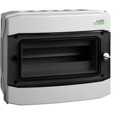 2. Kunststoff-Montagegehäuse, Aufputzmontage, IP65, 1-reihig, 12 Module (PHS 12T)