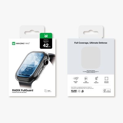 11. AmazingThing Radix Displayschutzfolie aus Glas mit Hülle für Apple Watch Series 11 42 mm – Transparent