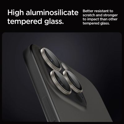 7. Spigen Optik.tR EZ Fit Kameraschutz für iPhone 14 Pro / Pro Max / 15 Pro / Pro Max - natürliches Titan 2 Stk.