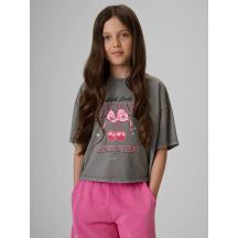 Mädchen-T-Shirt mit kastenförmigem Schnitt und Aufdruck 4F 4FJRAW26TTSHF4239-22S