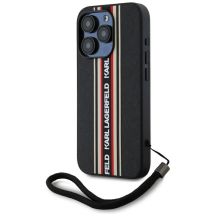 Karl Lagerfeld Saffiano Athleisure Stripes Cord iPhone 15 Pro Max Hülle - Rot