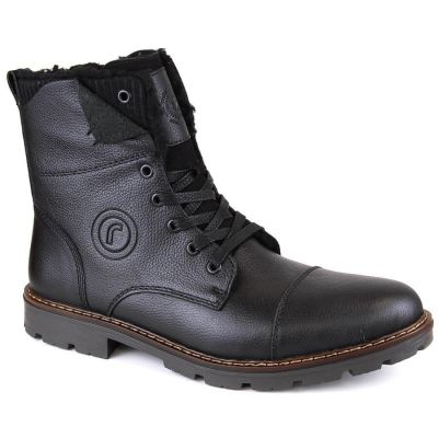 21. Rieker M RKR296A Wollgefütterte Lederstiefelette, schwarz