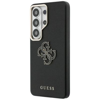2. Guess Hülle mit genarbtem, großem 4G-Metalllogo für Samsung Galaxy S26 Ultra – Schwarz