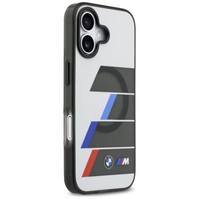 4. BMW M IML Metallknöpfe, dreifarbige Linien, MagSafe-Hülle für iPhone 17 - Grau