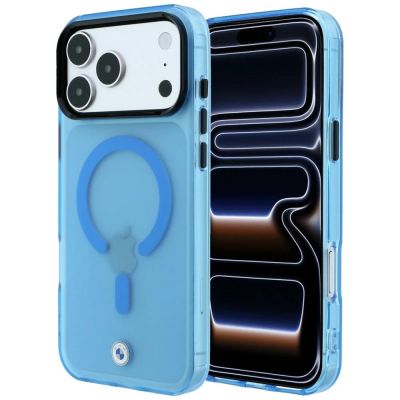 BMW Logo-Schutzhülle mit mattiertem IML- und Metalllogo (MagSafe) für iPhone 18 Pro Max / 17 Pro Max – Blau