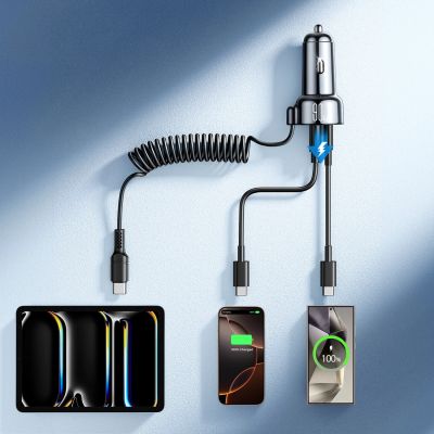 7. Joyroom JR-CL07 72W 3-in-1 Autoladegerät mit 1,6 m USB-C-Kabel – Schwarz