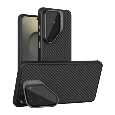 Nillkin CarboProp Magnethülle mit Kameraabdeckung und Ständer, kompatibel mit MagSafe für Samsung S26 Ultra – Schwarz