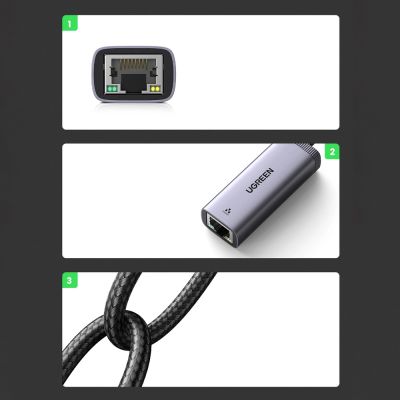 6. Ugreen externer USB Typ C Netzwerkadapter - RJ45 1Gbps (1000Mbps) grau (40322 CM483)