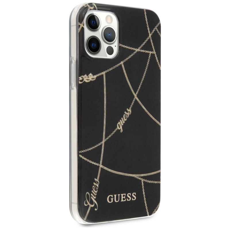 4. Guess Gold Chain Collection iPhone 12 Pro Max 6,7" Hülle - Schwarz