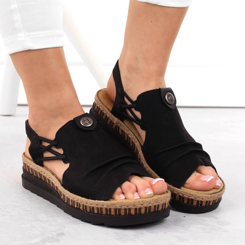 3. Bequeme Rieker W RKR677 schwarze Sandalen