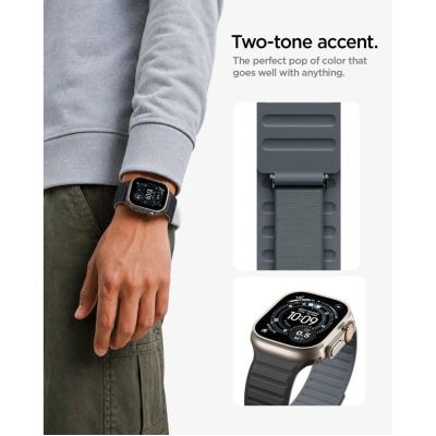 8. Spigen Athlex Air M Armband für Apple Watch 44 / 45 / 46 / 49 mm – Schwarz und Grau