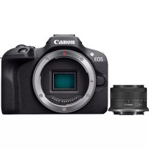 Canon EOS R100 spiegellose Systemkamera + RF-S 18-45mm F4.5-6.3 IS STM Objektiv, 24,1 MP, ISO-Empfindlichkeit (max.) 12800, Displaydiagonale 3,0 Zoll, WLAN-Netzwerk: Automatisch/Manuell, CMOS-Sensor, Schwarz
