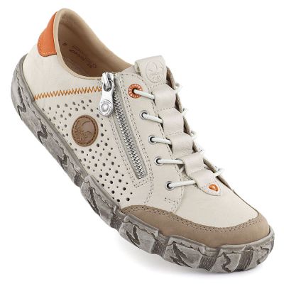 Damen-Lederschuhe mit Lochmuster, beige, Rieker L0355-61