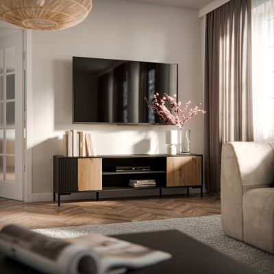 3. MERCI TV-Schrank 180x40x53,5 Schwarz/Eiche Artisan
