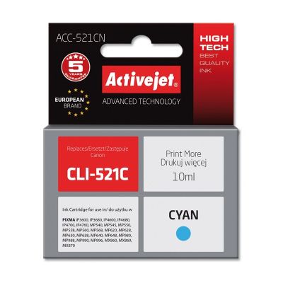 Activejet ACC-521CN Tinte (Ersatz für Canon CLI-521C; Supreme; 10 ml; blau)