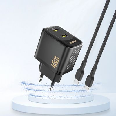 2. Dudao A28PEU PD 45W GaN 2xUSB Wandladegerät - Schwarz