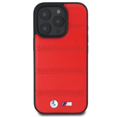 3. BMW M Perforated And Stitched Line MagSafe Hülle für iPhone 16 Pro – rot