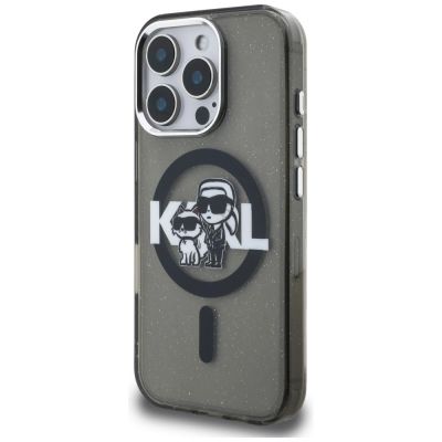 2. Karl Lagerfeld IML Glitter Karl & Choupette Sketch Logo MagSafe Hülle für iPhone 16 Pro - Schwarz