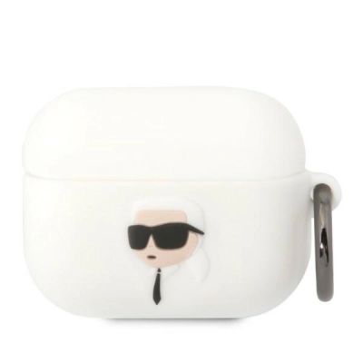 Karl Lagerfeld KLAPRUNIKH AirPods Pro Cover weiß/weiß Silikon Karl Head 3D
