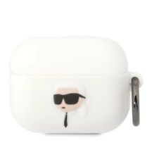 Karl Lagerfeld KLAPRUNIKH AirPods Pro Cover weiß/weiß Silikon Karl Head 3D