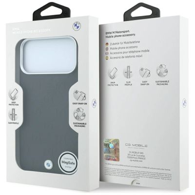 8. BMW MagSafe Hülle mit geprägtem, gestepptem Metalllogo für iPhone 18 Pro Max / 17 Pro Max – Schwarz