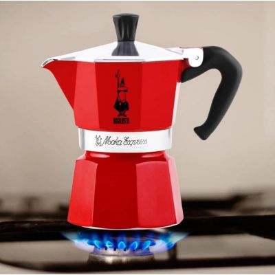 2. BIALETTI 3-Tassen-Kaffeemaschine Moka Express 5466 rot