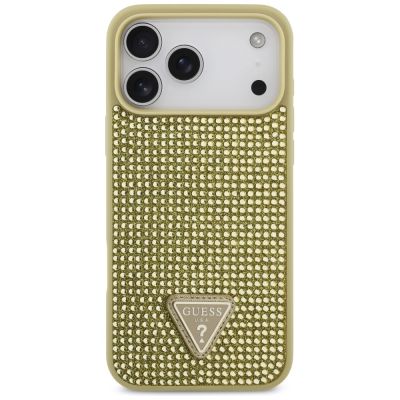 3. Guess Strass Dreieck Logo Hülle für iPhone 17 Pro Max - Gold