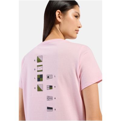 Damen-Kurzarm-T-Shirt ODLO T-shirt crew neck s/s COTTON BLEND ODLO FLAGS, rosa