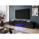 3. ROVA TV-Schrank mit elektrischem Kamin 190x37x48 schwarz/glänzend schwarz