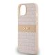 6. DKNY Lederhülle mit Monostreifen und Metalllogo für iPhone 15 / 14 / 13 – Rosa