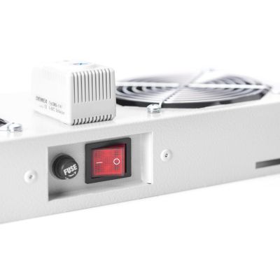 9. DIGITUS Lüftungspanel für 19"-Wandschränke, 2 Lüfter, Thermostat, grau