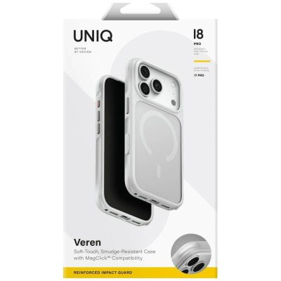 7. Uniq Veren Magclick Ladehülle für iPhone 18 Pro / 17 Pro – Weiß