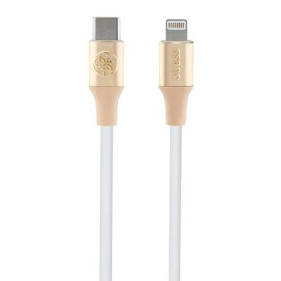 Guess Geprägtes Logo USB-C/ Lightning -Kabel 1,5 m Schnellladung – Gold