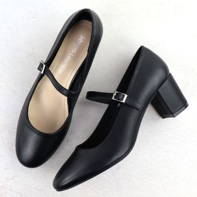 5. Schwarze Sergio Leone PB176 Pumps mit niedrigem Absatz und Riemen