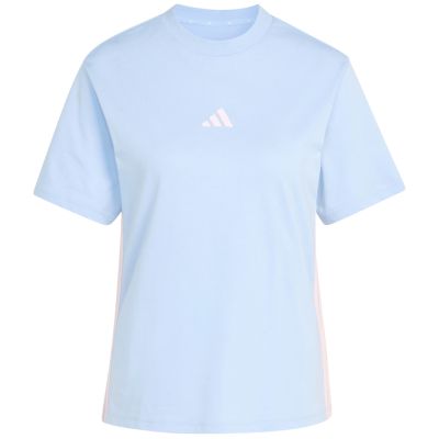 2. adidas Essentials Damen-T-Shirt mit 3 Streifen aus Baumwolle, hellblau KB7119