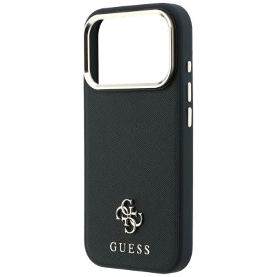 6. Guess Saffiano Small 4G & Classic Logo MagSafe Hülle für iPhone 17 Pro Max / 18 Pro Max - Schwarz