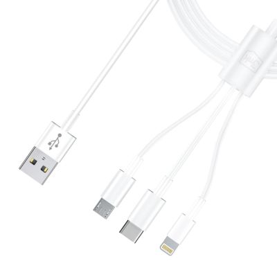 2. 3mk Kabel 3-in-1 USB-A - Micro-USB / Lightning / USB-C 1,2 m 20 V / 2,4 A 15 W - weiß
