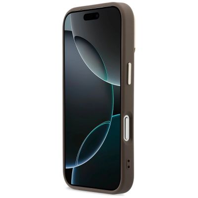 5. Guess 4G PU Triangle Logo & Stand Camera MagSafe Hülle für iPhone 18 Pro / 17 Pro – braun