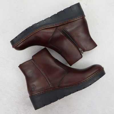 4. Braune Keilstiefeletten aus Leder für Damen, Rieker X9165-27