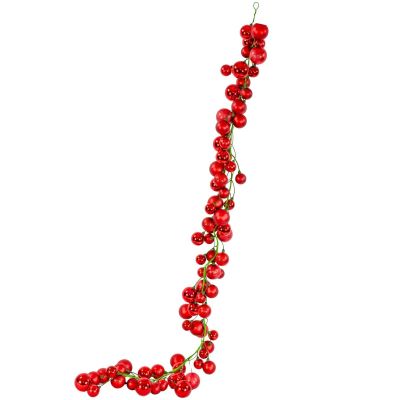 12. Girlandenzweig, 180 cm lang, mit 80 Kugeln, rotem Glimmer