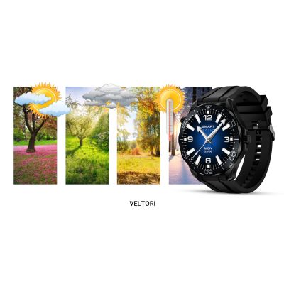 20. VELTORI VT150-1 Smartwatch Schwarzes Silikonarmband + Schwarzes Armband